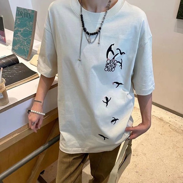 超希少！ロエベ コピー ロゴ刺繍コットンジャージーTシャツ アナグラム log91347